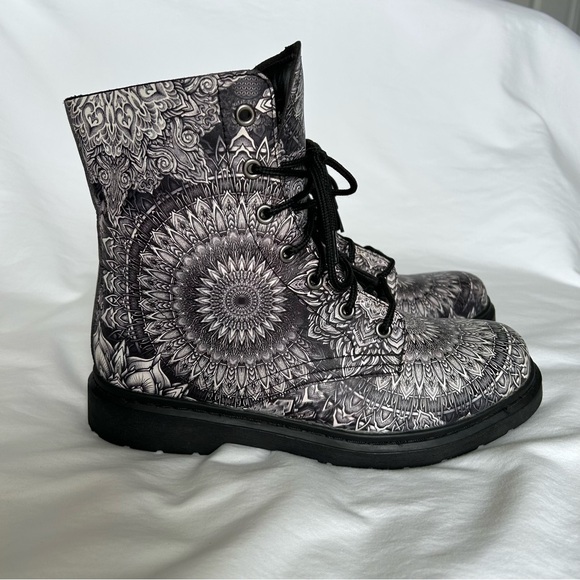 ELECTRO THREADS Floral Mandala Combat Boots Unisex Mens 11 M Women’s 12.5 EUC+ - Picture 11 of 12